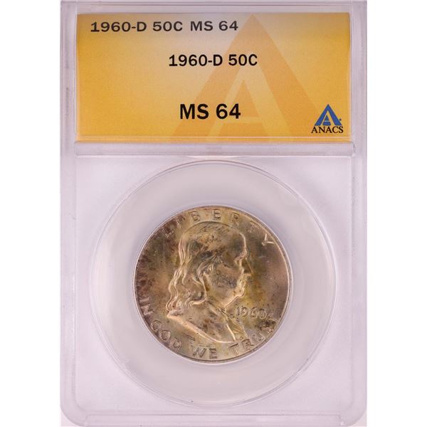 1960-D Franklin Half Dollar Coin ANACS MS64