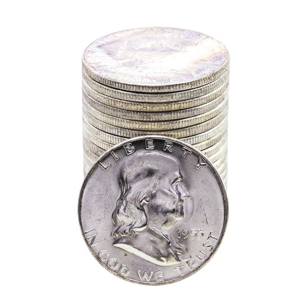 Roll of (20) Brilliant Uncirculated 1955 'Bugs Bunny' Franklin Half Dollar Coins