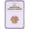 Image 1 : 1926 $2 1/2 Indian Head Quarter Eagle Gold Coin NGC MS63