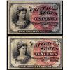 Image 1 : Lot of (2) 1863 Ten Cents Fourth Issue Fractional Currency Notes