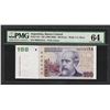 Image 1 : 1999-2002 Banco Central Argentina 100 Pesos Note Pick# 351 PMG Choice Uncirculated 64