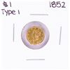 Image 1 : 1852 $1 Type 1 Liberty Head Gold Dollar Coin with Solder