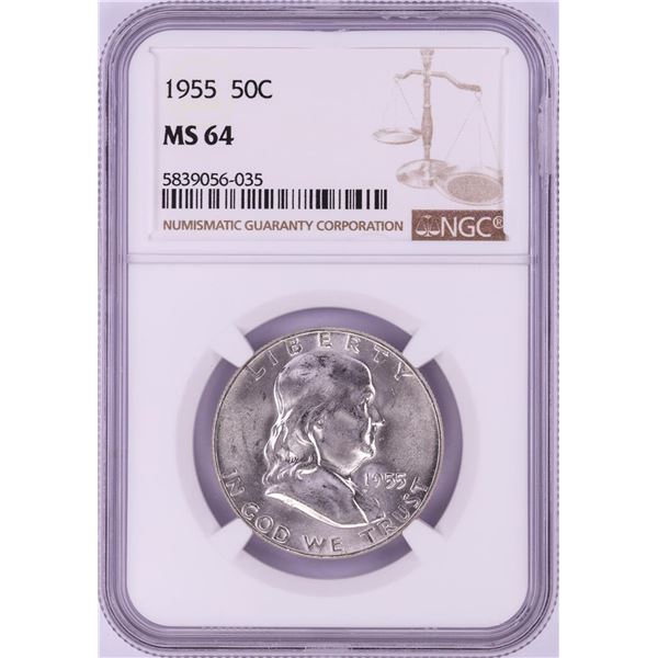 1955 Franklin Half Dollar Coin NGC MS64