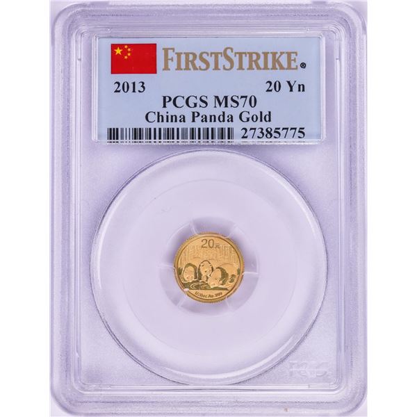 2013 China 20 Yuan Panda Gold Coin PCGS MS70 First Strike
