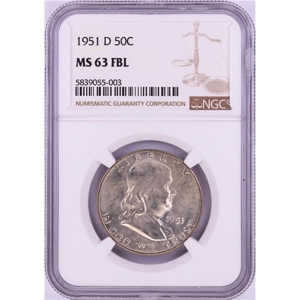 1951-D Franklin Half Dollar Coin NGC MS63FBL