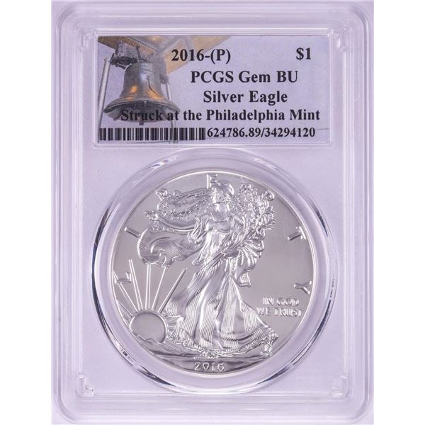 2016-P $1 American Silver Eagle Coin PCGS Gem BU Struck at the Philadelphia Mint