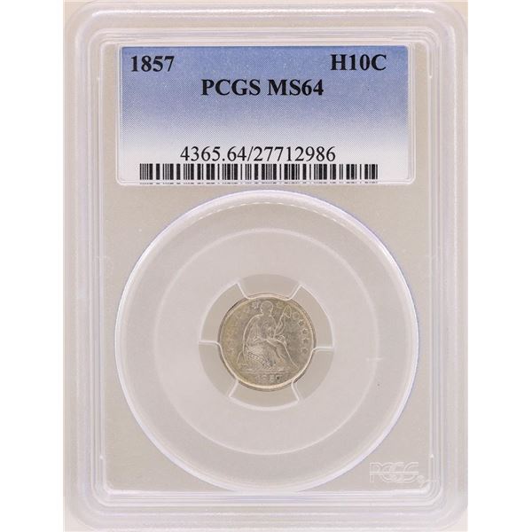 1857 Seated Liberty Half Dime Coin PCGS MS64