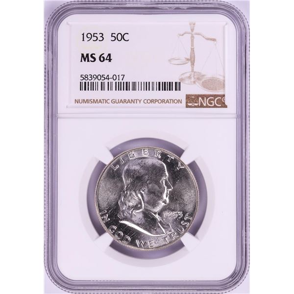 1953 Franklin Half Dollar Coin NGC MS64