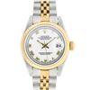 Image 2 : Rolex Ladies Two Tone Steel & Gold White Roman 26MM Oyster Perpetual Datejust Watch