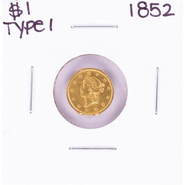 1852 $1 Type 1 Liberty Head Gold Dollar Coin with Solder