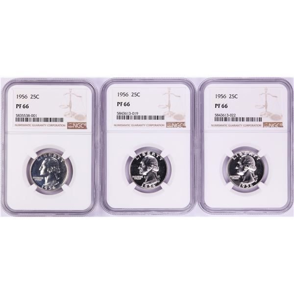 Lot of (3) 1956 Proof Washington Quarter Coins NGC PF66