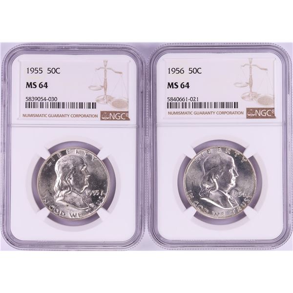 Lot of 1955-1956 Half Dollar Coins NGC MS64