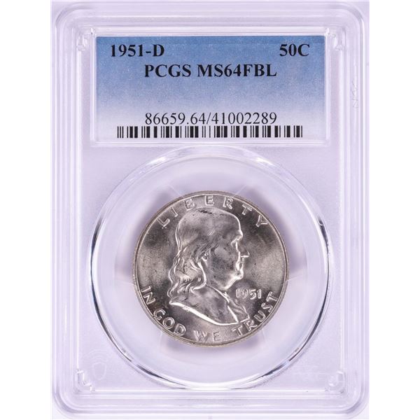 1951-D Franklin Half Dollar Coin PCGS MS64FBL