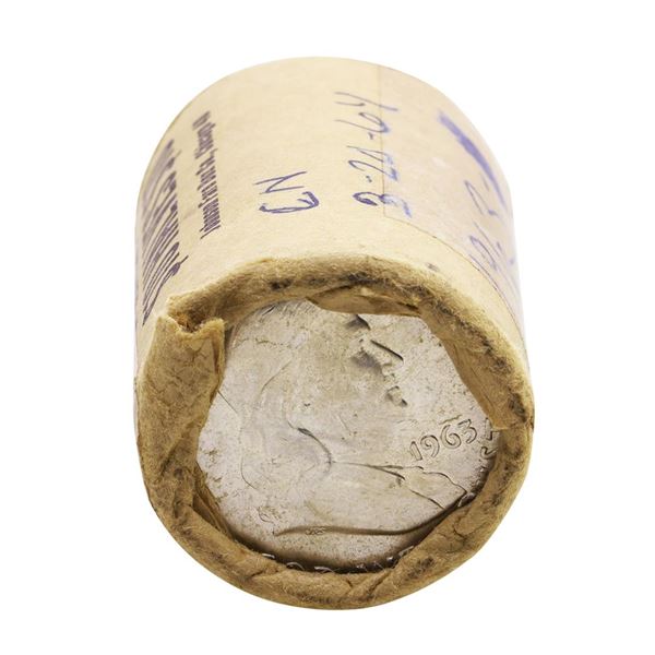 Original Bank Wrapped Roll of (20) Brilliant Uncirculated 1963 Franklin Half Dollar Coins