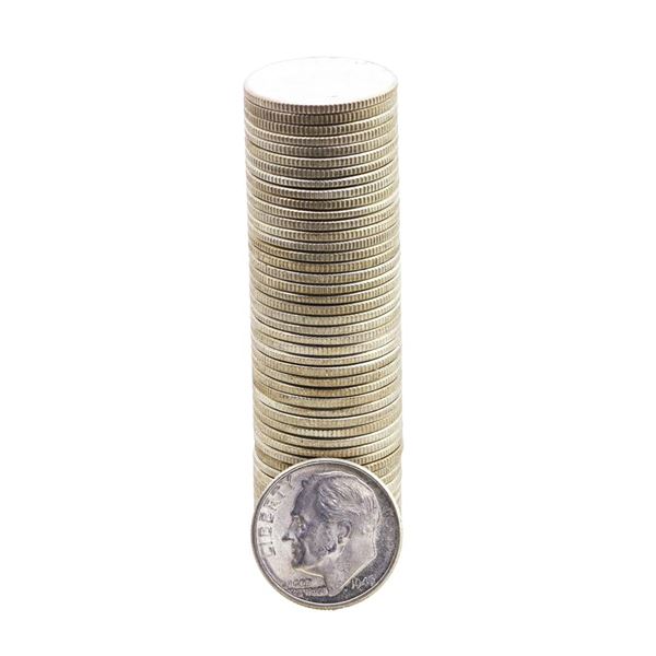 Roll of (50) Brilliant Uncirculated 1946-D Roosevelt Dime Coins