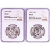 Image 1 : Lot of 1954-S & 1954-D Franklin Half Dollar Coins NGC MS64