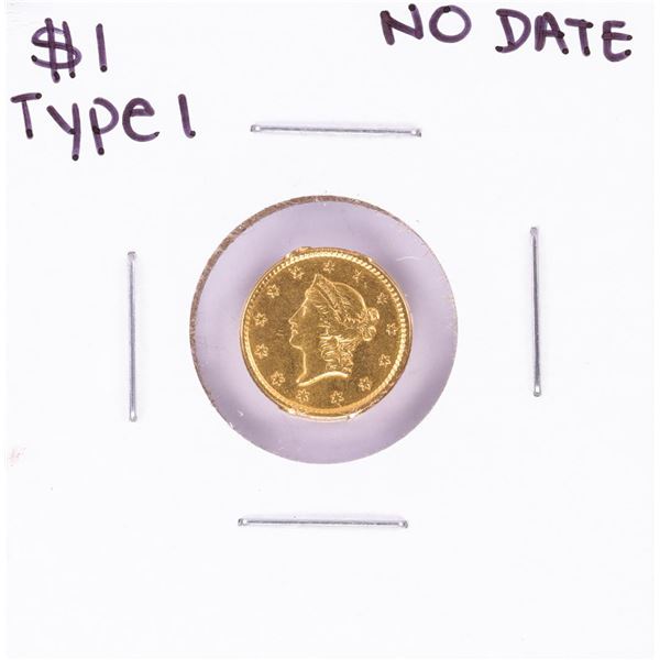 No Date $1 Type 1 Liberty Head Gold Dollar Coin with Solder