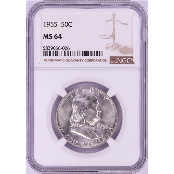 1955 Franklin Half Dollar Coin NGC MS64