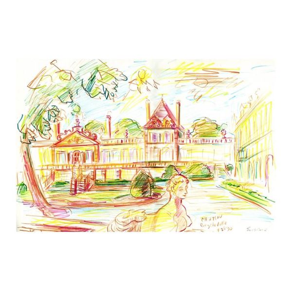 Ensrud "Chateau Beychevelle (Bordeaux)" Original Pencil on Paper