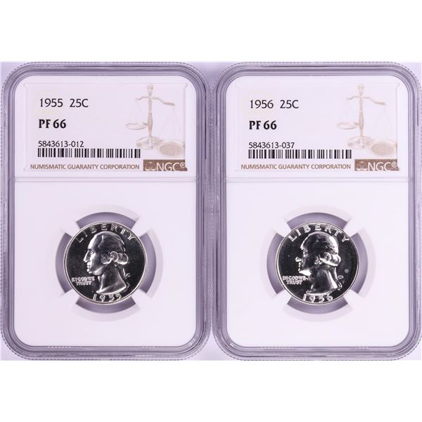 Lot of 1955-1956 Proof Washington Quarter Coins NGC PF66