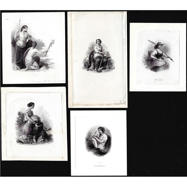 Lot of (5) 1800's Vignette from Original Proof Plates