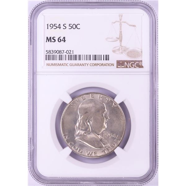 1954-S Franklin Half Dollar Coin NGC MS64