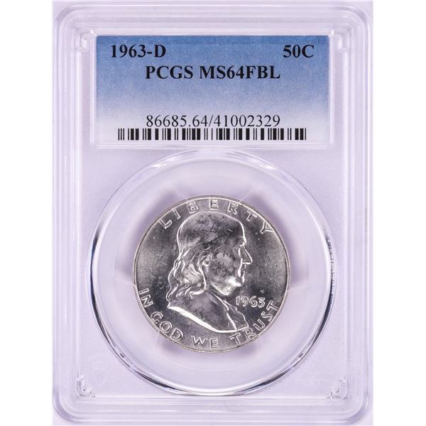 1963-D Franklin Half Dollar Coin PCGS MS64FBL