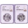 Image 1 : Lot of 1958 & 1958-D Franklin Half Dollar Coins NGC MS64