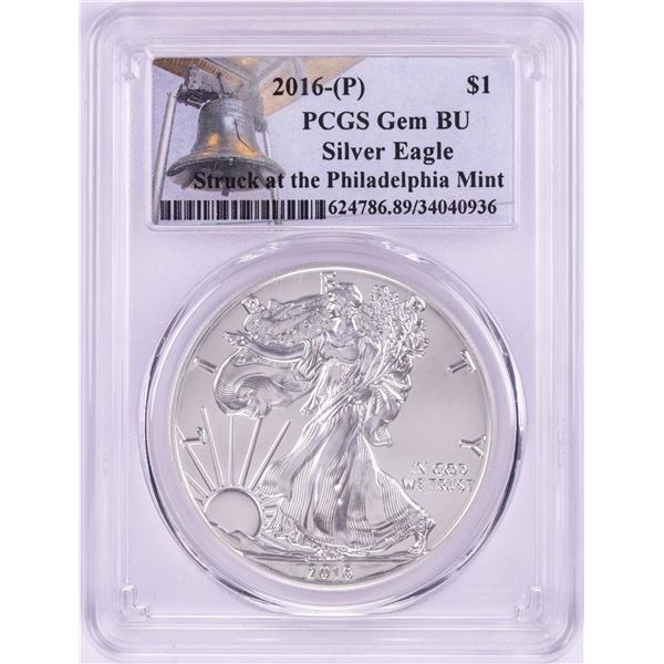 2016-P $1 American Silver Eagle Coin PCGS Gem BU Struck at the Philadelphia Mint