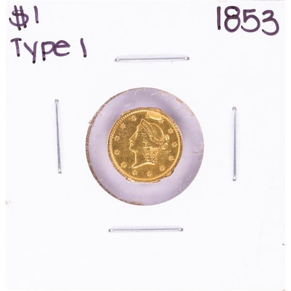 1853 $1 Type 1 Liberty Head Gold Dollar Coin with Solder