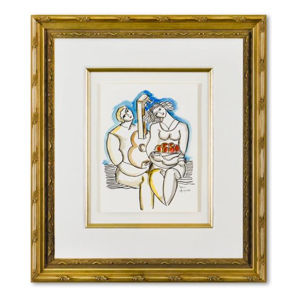 Yuri Yuroz Original Mixed Media on Paper in Frame