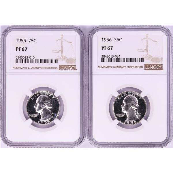 Lot of 1955-1956 Proof Washington Quarter Coins NGC PF67