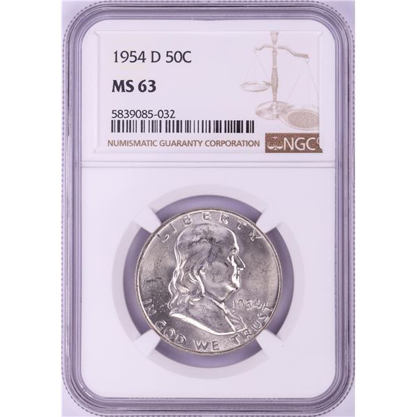 1954-D Franklin Half Dollar Coin NGC MS63