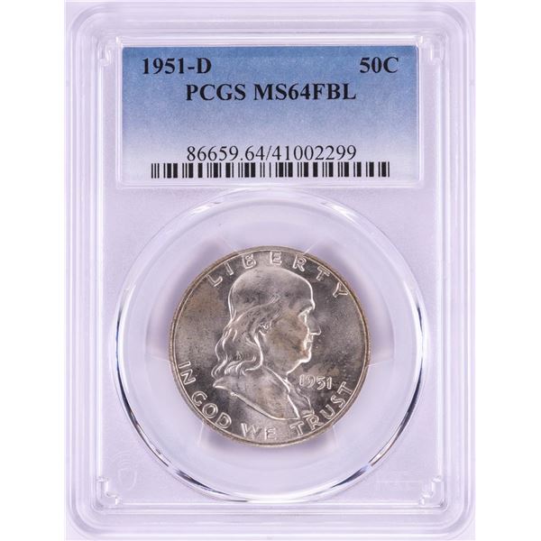 1951-D Franklin Half Dollar Coin PCGS MS64FBL
