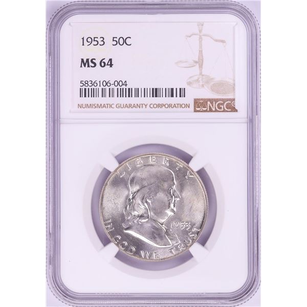 1953 Franklin Half Dollar Coin NGC MS64