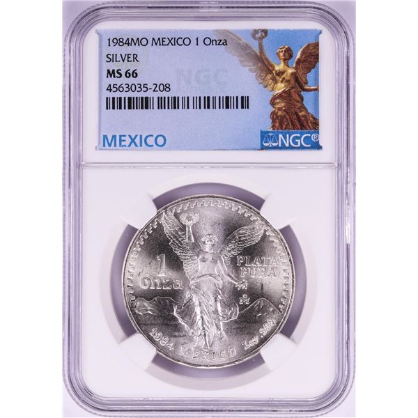 1984Mo Mexico 1 Onza Libertad Silver Coin NGC MS66