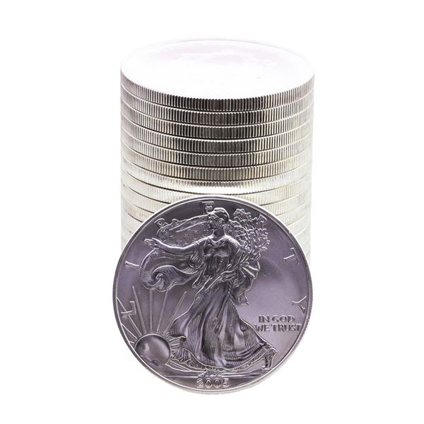 Roll of (20) Brilliant Uncirculated 2005 $1 American Silver Eagle Coins