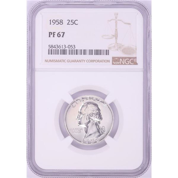 1958 Proof Washington Quarter Coin NGC PF67
