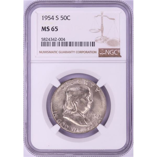1954-S Franklin Half Dollar Coin NGC MS65