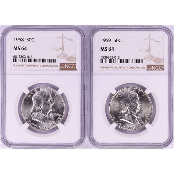 Lot of 1958-1959 Half Dollar Coins NGC MS64