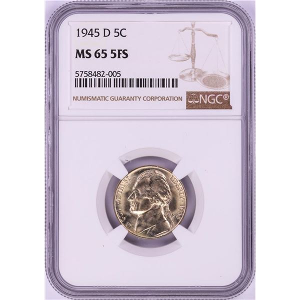 1945-D Jefferson Nickel Coin NGC MS65 5FS