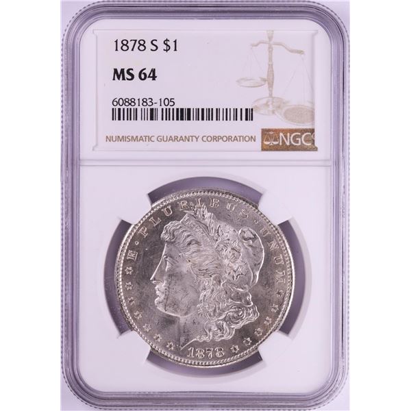 1878-S $1 Morgan Silver Dollar Coin NGC MS64