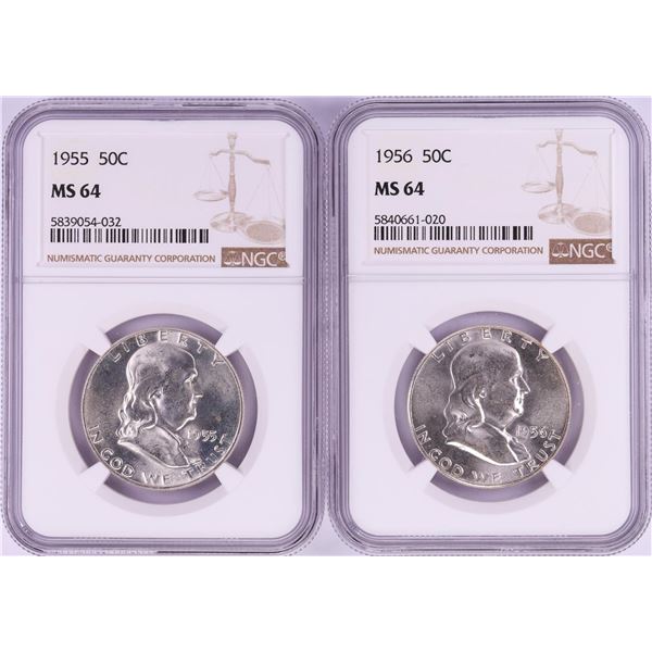 Lot of 1955-1956 Half Dollar Coins NGC MS64