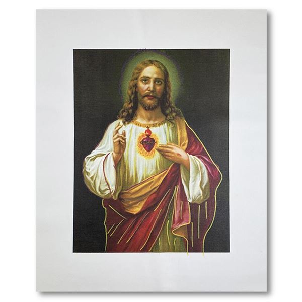 Steve Kaufman (1960-2010) "Jesus Peace State One" Original Mixed Media on Canvas