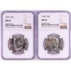 Image 1 : Lot of (2) 1964 Kennedy Half Dollar Coins NGC MS64