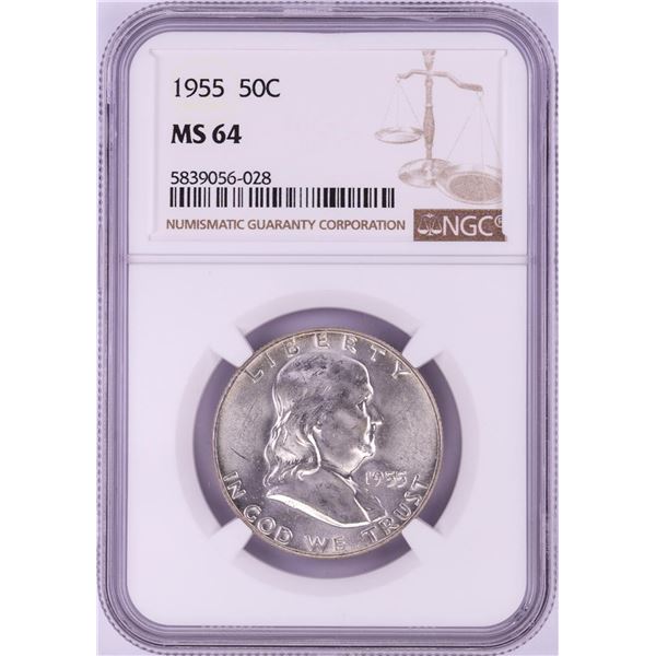 1955 Franklin Half Dollar Coin NGC MS64
