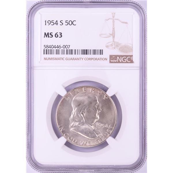 1954-S Franklin Half Dollar Coin NGC MS63