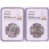Image 1 : Lot of (2) 1954-D Franklin Half Dollar Coins NGC MS64FBL