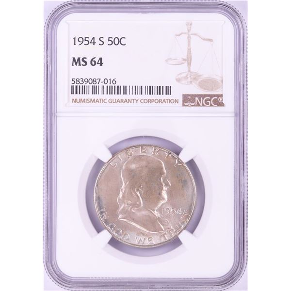 1954-S Franklin Half Dollar Coin NGC MS64