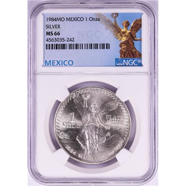 1984Mo Mexico 1 Onza Libertad Silver Coin NGC MS66